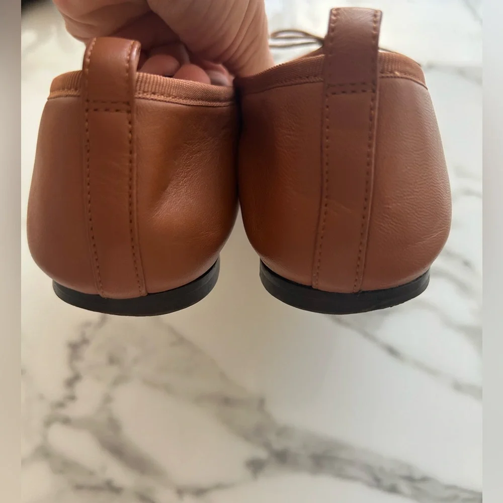 EXC LN EVERLANE The Day Ballet Flat Cognac Brown Toasted Almond 8.5 Square Toe - Picture 11 of 11